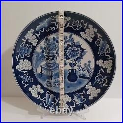Chinese Blue & White 14 Porcelain Wall Hanging Charger Plate 20th Century