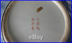 Chinese Blue White Floral Porcelain Platter 19th century Qianlong mark