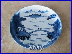 Chinese Blue & White Porcelain Landscape Figures Plate