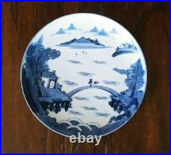 Chinese Blue & White Porcelain Landscape Figures Plate