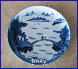 Chinese Blue & White Porcelain Landscape Figures Plate