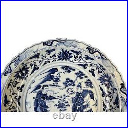 Chinese Blue & White Porcelain People Theme Display Charger Plate ws3095