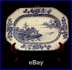 Chinese Blue & White Porcelain Platter With Batavian Edge C. 1770