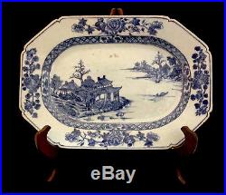 Chinese Blue & White Porcelain Platter With Batavian Edge C. 1770