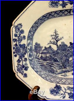 Chinese Blue & White Porcelain Platter With Batavian Edge C. 1770