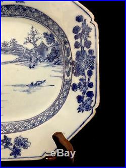 Chinese Blue & White Porcelain Platter With Batavian Edge C. 1770