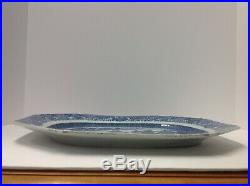 Chinese Export 18th Century Blue White Canton Platter. 16 X 12 3/4