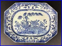 Chinese Export Blue & White Long Octagonal Platter Qianlong (17361796)