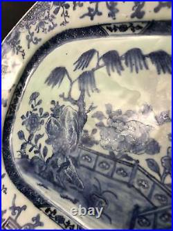 Chinese Export Blue & White Long Octagonal Platter Qianlong (17361796)