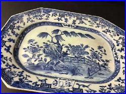 Chinese Export Blue & White Long Octagonal Platter Qianlong (17361796)