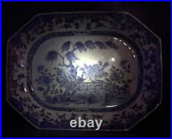 Chinese Export Blue & White Long Octagonal Platter Qianlong (17361796)