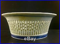 Chinese Export Blue & White Nanking Weave Basket Fine 19th Century