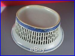 Chinese Export Blue & White Nanking Weave Basket & Under Plate Fine 19th Century