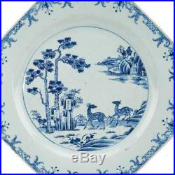 Chinese Export Blue & White Porcelain Octagonal Charger