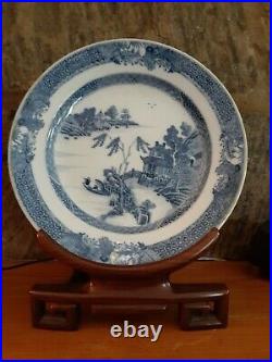 Chinese Export Blue & White Porcelain Plate withStand Ching Dynasty