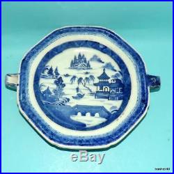 Chinese Export Porcelain Antique 18thc Qianlong Blue White Hot Water Dish Plate