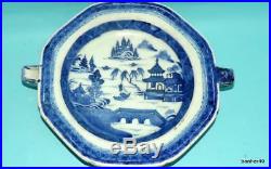 Chinese Export Porcelain Antique 18thc Qianlong Blue White Hot Water Dish Plate