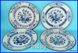 Chinese Export Porcelain Antique Blue White18thc Kangxi Plates No Reserve