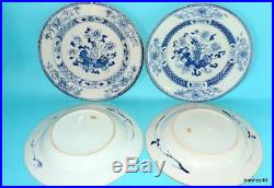 Chinese Export Porcelain Antique Blue White18thc Kangxi Plates No Reserve