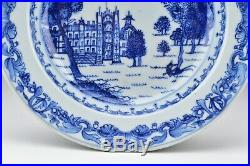 Chinese Export Qianlong Blue & White Porcelain Burghley House Soup Plate Bowl