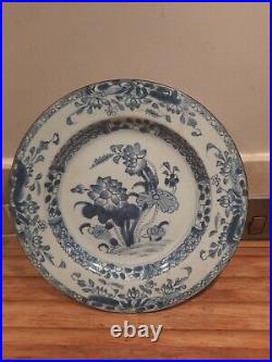 Chinese Handpainted Blue and White Porcelain Plate Antique Floral Collectable