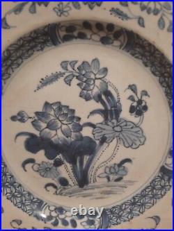 Chinese Handpainted Blue and White Porcelain Plate Antique Floral Collectable