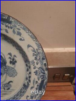 Chinese Handpainted Blue and White Porcelain Plate Antique Floral Collectable