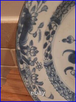 Chinese Handpainted Blue and White Porcelain Plate Antique Floral Collectable