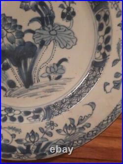 Chinese Handpainted Blue and White Porcelain Plate Antique Floral Collectable