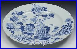 Chinese Kangxi Blue & White Bird & Peony Dish 17/18th C