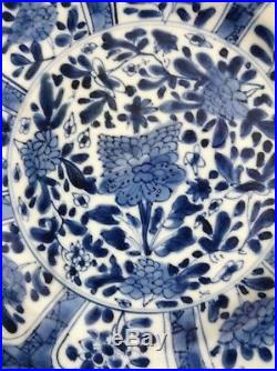 Chinese Kangxi Blue & White Floral Plate circa 1680+ script mark to base