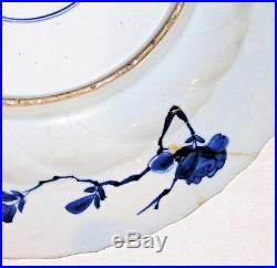 Chinese Ming Blue & White Porcelain Plate c. 17th C. Fluted Maker's Mark 14.5 d