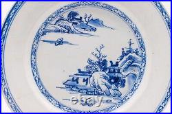 Chinese Plate Blue White Pagoda Lake Porcelain Qing Dynasty Qianlong (1736-1795)