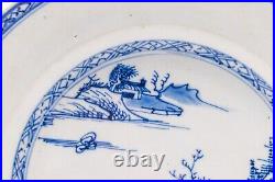 Chinese Plate Blue White Pagoda Lake Porcelain Qing Dynasty Qianlong (1736-1795)