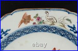 Chinese Plate Famille Rose Blue & Gilt Geese Qing Porcelain Qianlong 1736 1795