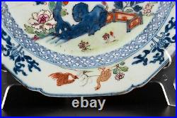 Chinese Plate Famille Rose Blue & Gilt Geese Qing Porcelain Qianlong 1736 1795