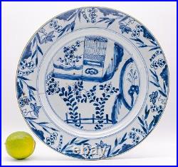 Chinese Plate Porcelain Blue THREE FRIENDS WINTER Qing Dynasty Kangxi 1662-1722