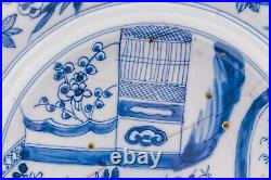 Chinese Plate Porcelain Blue THREE FRIENDS WINTER Qing Dynasty Kangxi 1662-1722
