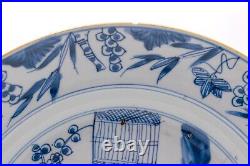 Chinese Plate Porcelain Blue THREE FRIENDS WINTER Qing Dynasty Kangxi 1662-1722
