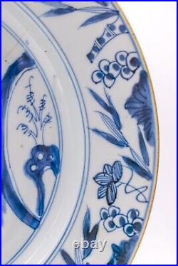 Chinese Plate Porcelain Blue THREE FRIENDS WINTER Qing Dynasty Kangxi 1662-1722
