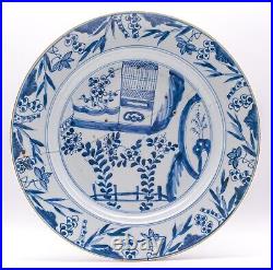 Chinese Plate Porcelain Blue THREE FRIENDS WINTER Qing Dynasty Kangxi 1662-1722