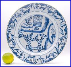 Chinese Plate Porcelain Blue THREE FRIENDS WINTER Qing Dynasty Kangxi 1662-1722