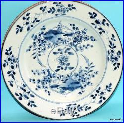 Chinese Porcelain 4 Antique 18thc Blue White Under Glaze Plates Kangxi Qianlong