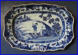 Chinese Porcelain Blue & White Dish With Figure Qianlong 18th Century