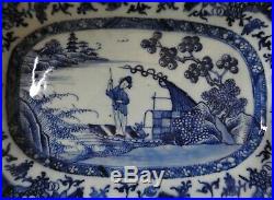 Chinese Porcelain Blue & White Dish With Figure Qianlong 18th Century