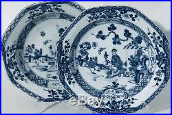 Chinese Porcelain Blue & White Plates Qianlong 18th Century Set Of Two