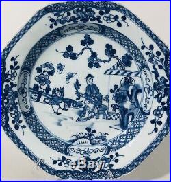 Chinese Porcelain Blue & White Plates Qianlong 18th Century Set Of Two