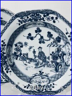 Chinese Porcelain Blue & White Plates Qianlong 18th Century Set Of Two