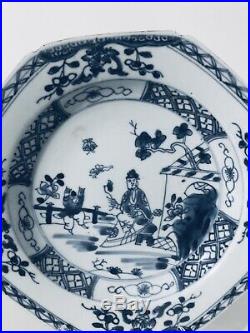 Chinese Porcelain Blue & White Plates Qianlong 18th Century Set Of Two