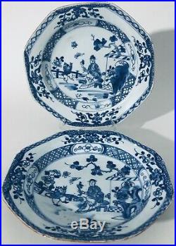 Chinese Porcelain Blue & White Plates Qianlong 18th Century Set Of Two